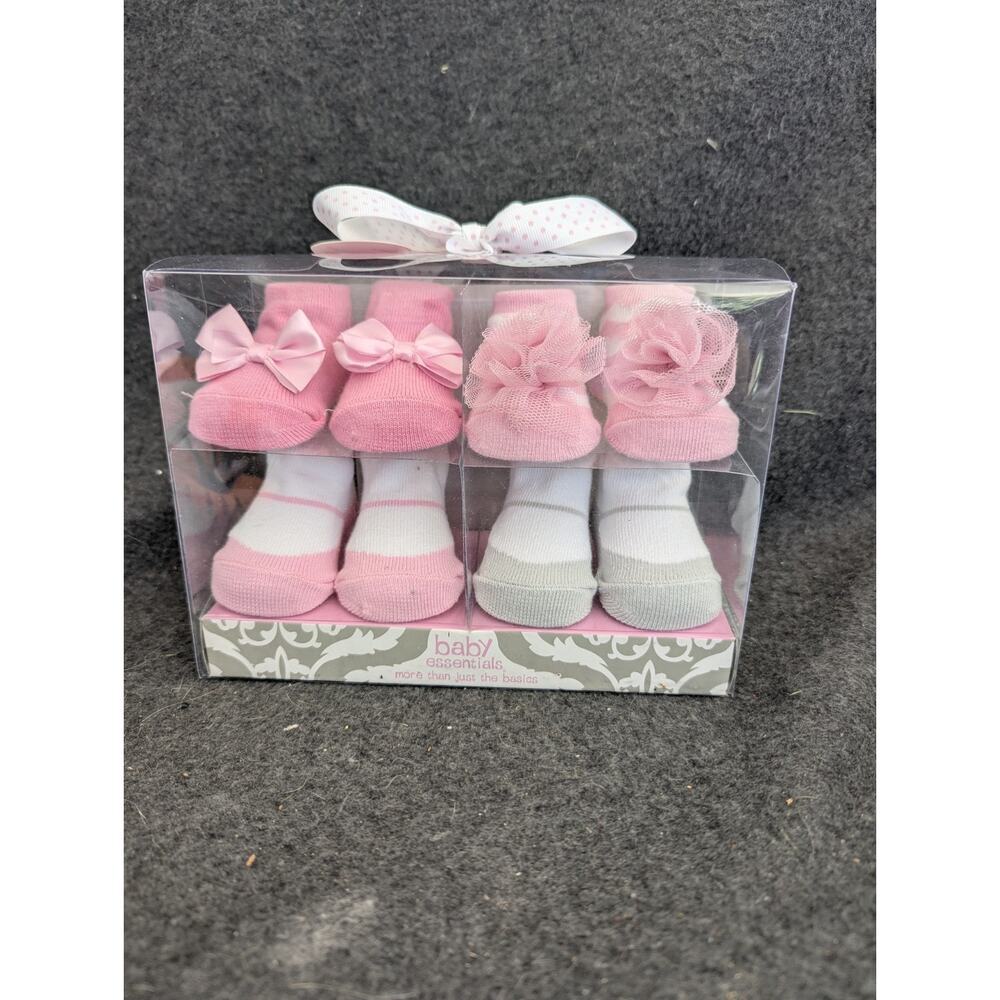 Baby Essentials Four Pack Of Socks‎ Brand New Gift Girl
